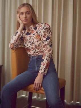Ulla Johnson Harriet Cream Floral Puff-Sleeve Blouse